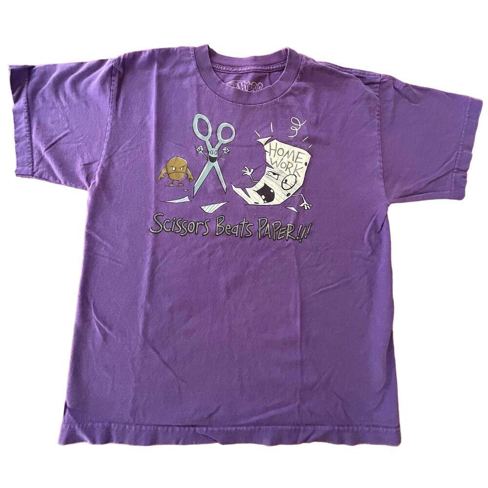 Hybrid Tees "Scissors Beats Paper!!" Graphic T-Shirt - Kids Size XL